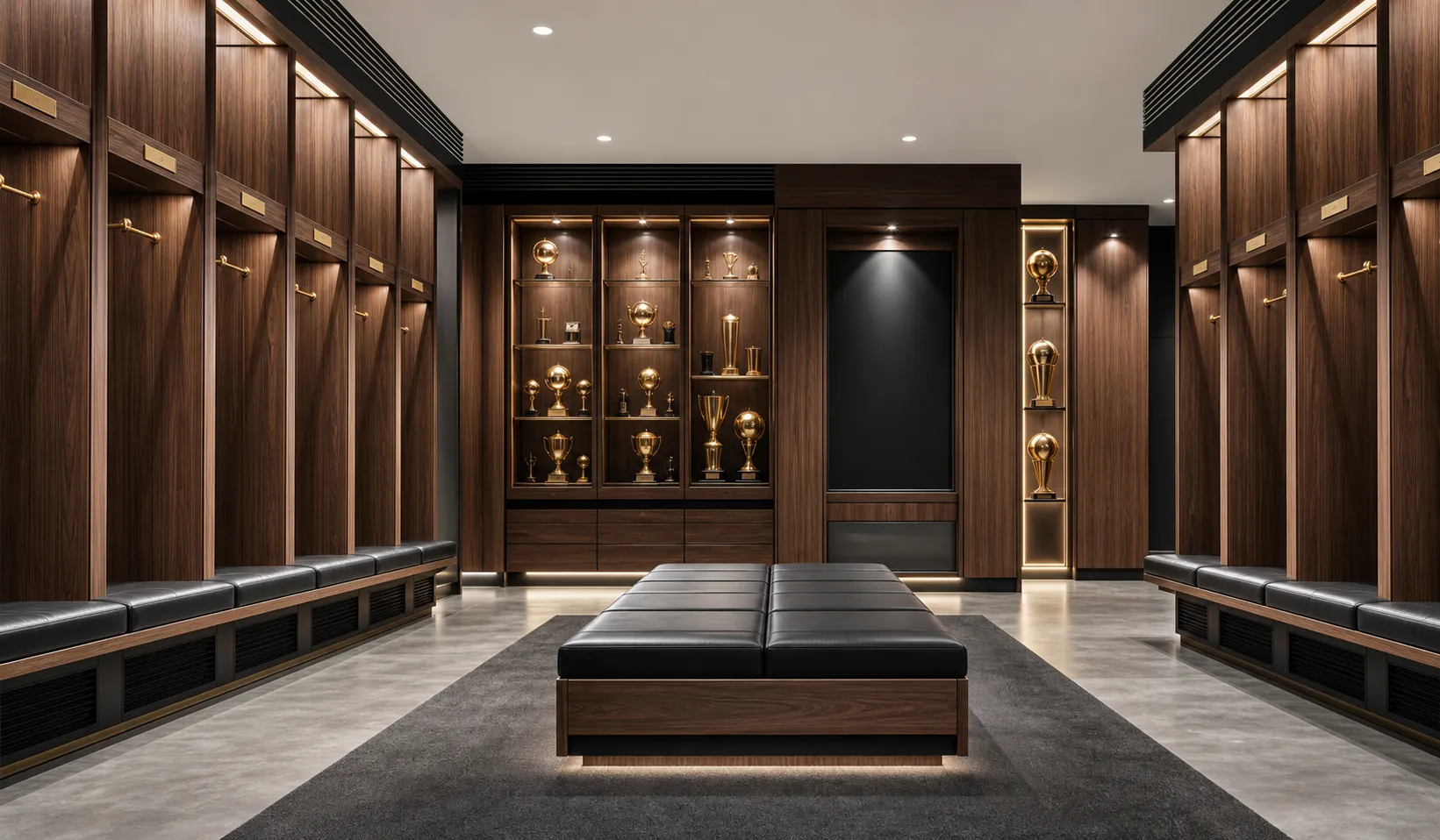 Private wood champions locker room