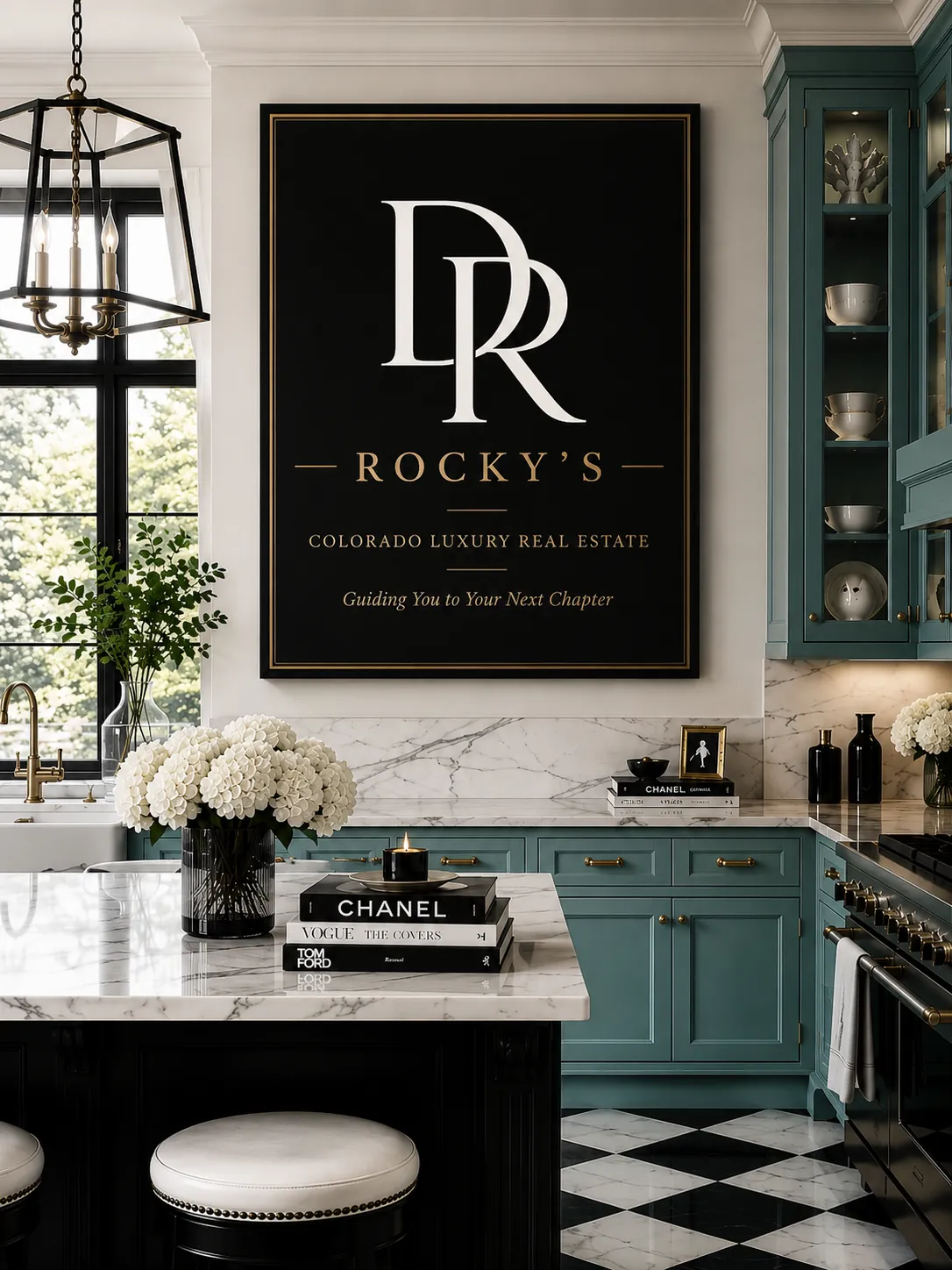 Rocky's Colorado luxury real estate brand in a designer kitchen